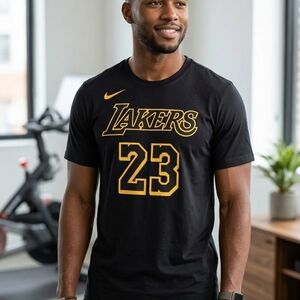 Nike Black and Gold Lakers Jersey